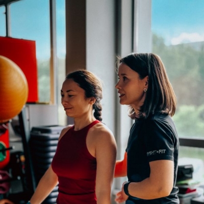 Health coach working with a client
